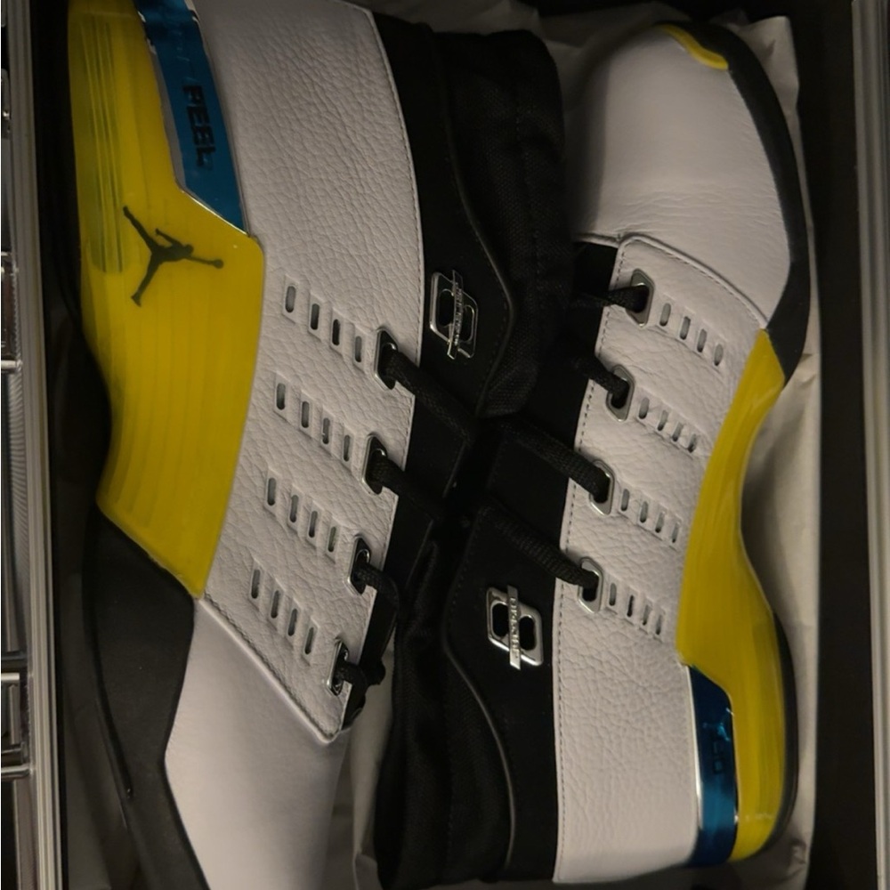 White and Yellow Basketball Shoes